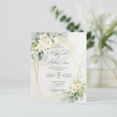 Budget white greenery roos floral bruiloft nodig (Staand voorkant)