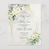 Budget white greenery roos floral bruiloft nodig (Voorkant)