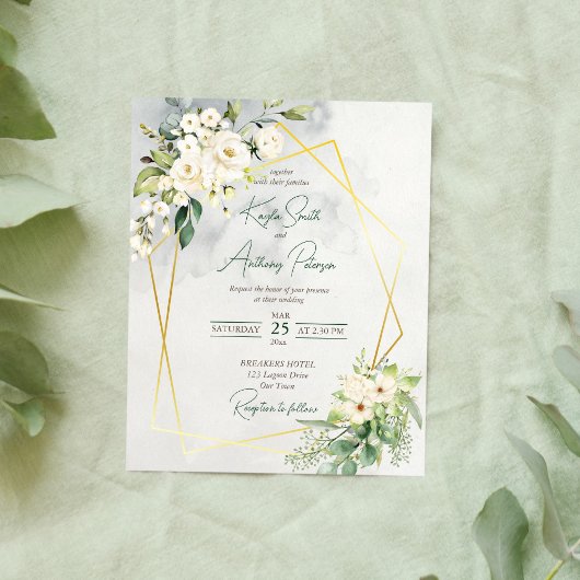 Budget white greenery roos floral bruiloft nodig