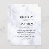 Budget White Marble Calligraphy Wedding Invitation (Voorkant / Achterkant)