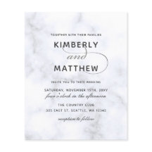 Budget White Marble Calligraphy Wedding Invitation