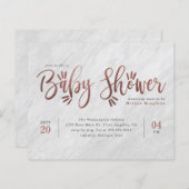 Budget White Marble & Roos Gold Script Baby shower (Voorkant / Achterkant)