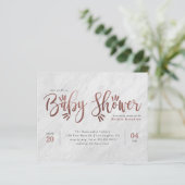 Budget White Marble & Roos Gold Script Baby shower (Staand voorkant)