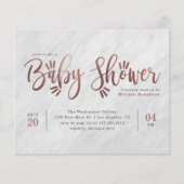 Budget White Marble & Roos Gold Script Baby shower (Voorkant)