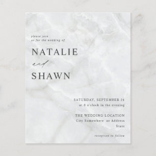 Budget White Marble Wedding Flyer