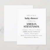 Budget White Minimalist Baby shower Uitnodiging (Voorkant / Achterkant)