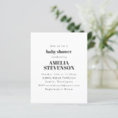 Budget White Minimalist Baby shower Uitnodiging (Staand voorkant)