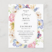 Budget White Pink & Paars Floral Wedding Flyer (Voorkant)