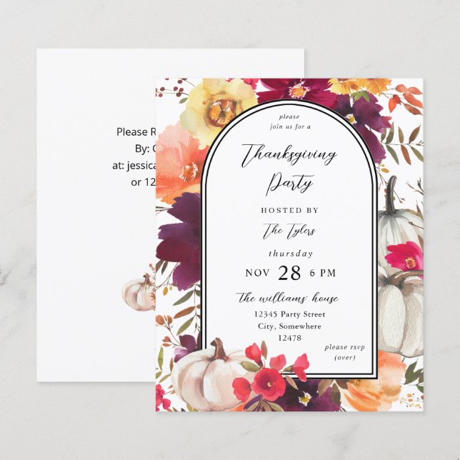 Budget White Pumpkin Herfst Floral Thanksgiving (Voorkant / Achterkant)