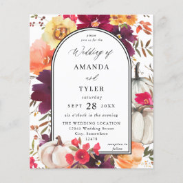 Budget White Pumpkin Herfst Floral Wedding Flyer