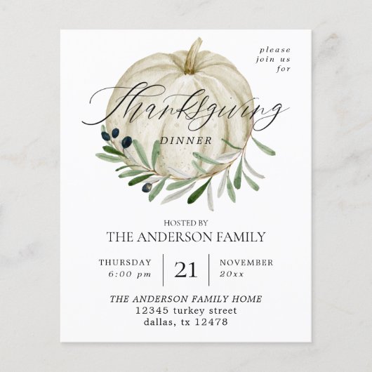 Budget White Pumpkin-Thanksgiving Flyer (Voorkant)