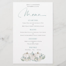 Budget White Pumpkins Florals Wedding Menu