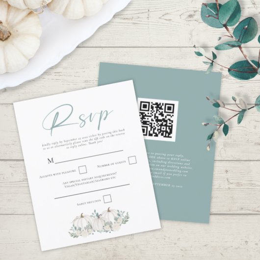 Budget White Pumpkins QR Code Weddenschap RSVP