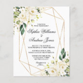 Budget White Rose en Greenery Wedding Invitation (Voorkant)