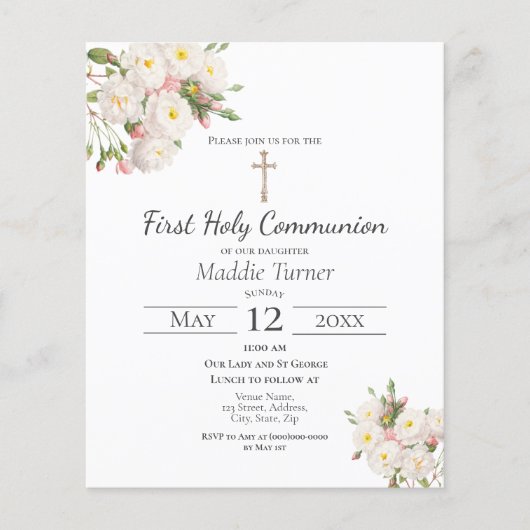 Budget White Rose First Community Invitation (Voorkant)