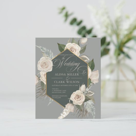 BUDGET White Rose, Gold Emerald Weddenschap (Staand voorkant)