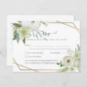 BUDGET White Rose Greenery Gold Wedding Briefkaart (Voorkant / Achterkant)