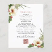 Budget White Rose Wild Strawberry Wedding Uitnodig (Achterkant)