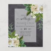 BUDGET WHITE ROSEERT UITNODIGINGEN WEDDING CHIC (Voorkant)
