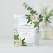 BUDGET WHITE ROSEERT UITNODIGINGEN WEDDING CHIC (Staand voorkant)