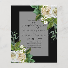BUDGET WHITE ROSEERT UITNODIGINGEN WEDDING CHIC FLYER