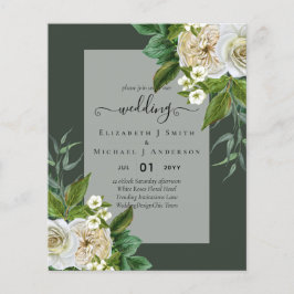 BUDGET WHITE ROSEERT UITNODIGINGEN WEDDING CHIC FLYER
