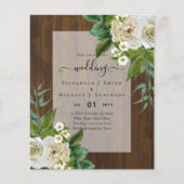BUDGET WHITE ROSEERT UITNODIGINGEN WEDDING CHIC FLYER (Voorkant)