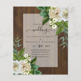 BUDGET WHITE ROSEERT UITNODIGINGEN WEDDING CHIC FLYER