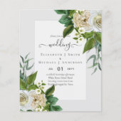 BUDGET WHITE ROSEERT UITNODIGINGEN WEDDING CHIC FLYER (Voorkant)