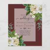 BUDGET WHITE ROSEERT UITNODIGINGEN WEDDING CHIC FLYER (Voorkant)