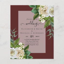 BUDGET WHITE ROSEERT UITNODIGINGEN WEDDING CHIC FLYER