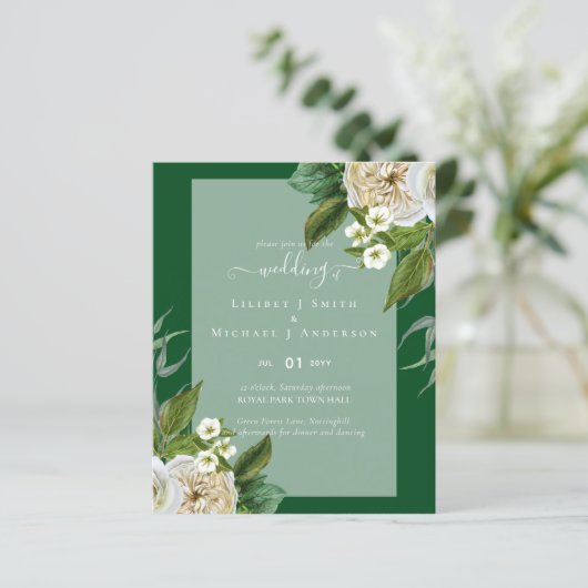 BUDGET White Roses Bouquet Floral Wedding (Staand voorkant)