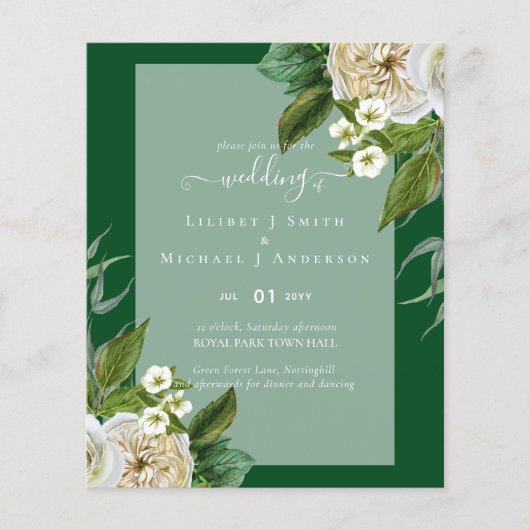 BUDGET White Roses Bouquet Floral Wedding (Voorkant)