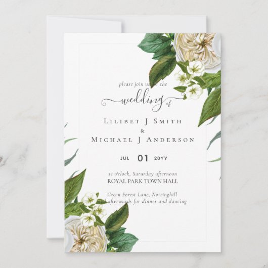 BUDGET White Roses Bouquet Floral Wedding (Voorkant)