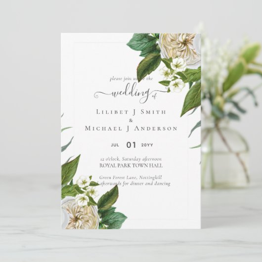 BUDGET White Roses Bouquet Floral Wedding (Staand voorkant)