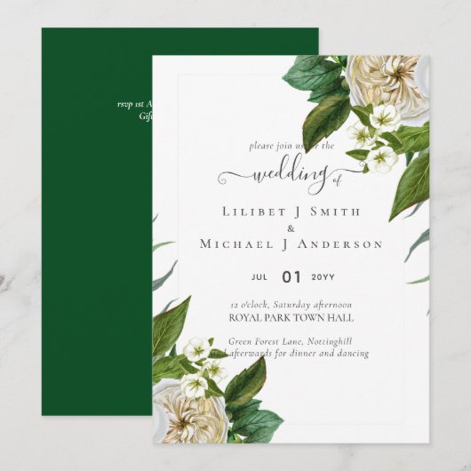 BUDGET White Roses Bouquet Floral Wedding (Voorkant / Achterkant)