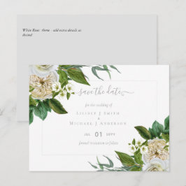 BUDGET White Roses Bouquet Floral Wedding Briefkaart