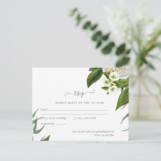 BUDGET White Roses Bouquet Floral Wedding Briefkaart (Staand voorkant)