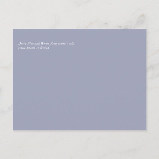 Budget White Roses Dusty Blue Wedding Briefkaart (Achterkant)