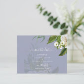 Budget White Roses Dusty Blue Wedding Briefkaart (Staand voorkant)