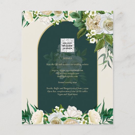 BUDGET White Roses Forest Green Winter Weddenschap (Achterkant)