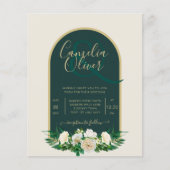 BUDGET White Roses Forest Green Winter Weddenschap (Voorkant)