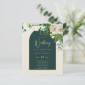 BUDGET White Roses Forest Green Winter Weddenschap (Staand voorkant)
