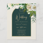 BUDGET White Roses Forest Green Winter Weddenschap (Voorkant)