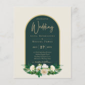 BUDGET White Roses Forest Green Winter Weddenschap (Voorkant)