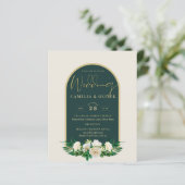 BUDGET White Roses Forest Green Winter Weddenschap (Staand voorkant)