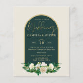 BUDGET White Roses Forest Green Winter Weddenschap (Voorkant)