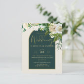BUDGET White Roses Forest Green Winter Weddenschap (Staand voorkant)