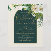 BUDGET White Roses Forest Green Winter Weddenschap (Voorkant)