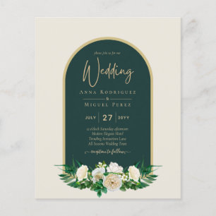 BUDGET White Roses Forest Green Winter Weddenschap Flyer